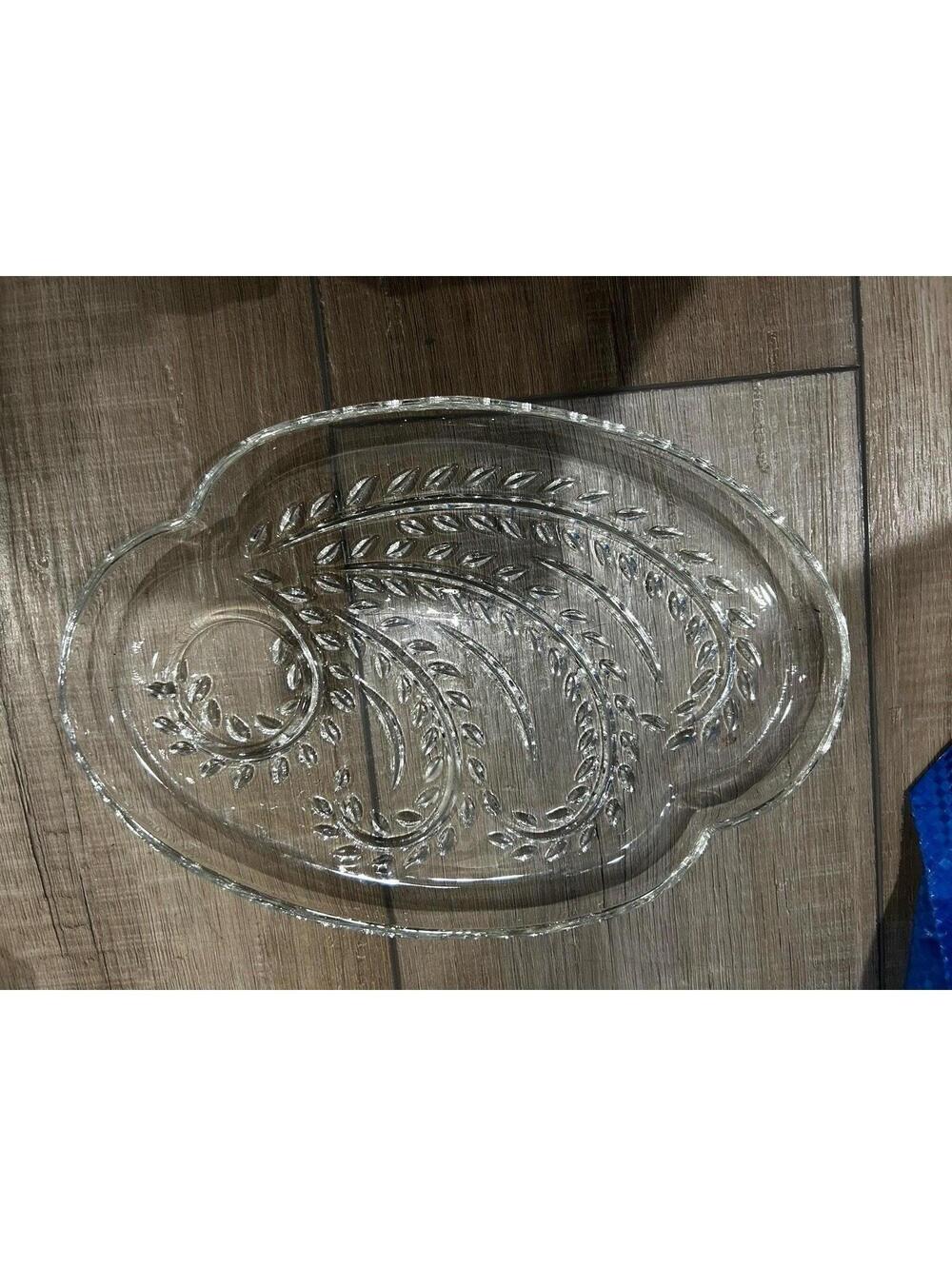 Vintage 1950s FEDERAL GLASS Homestead Platter Plate Wheat Pattern Clear